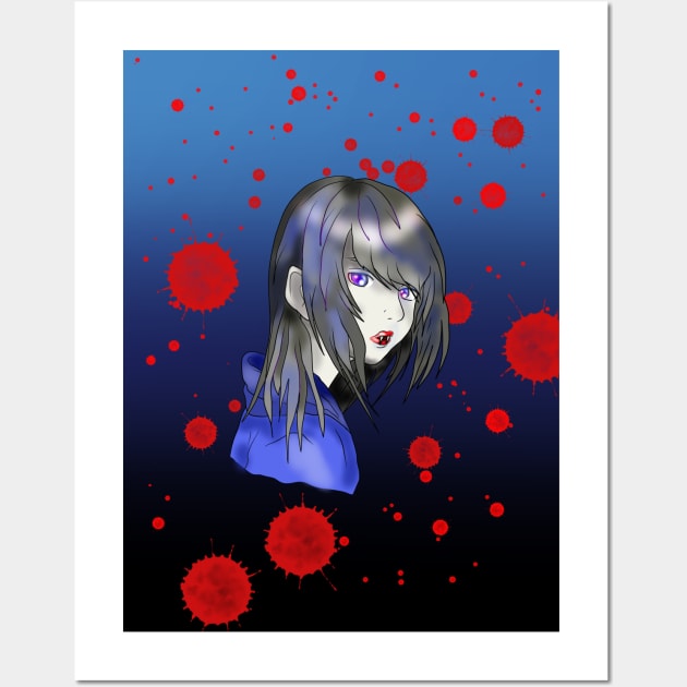 Reluctant teenage vampire in blue Wall Art by cuisinecat